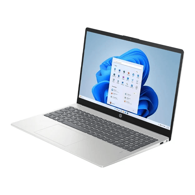 HP 15-fd1134nia Intel Core 3 100U (6 ядер/8 потоков up to 4.7GHz), 15.6" FULL HD (1920 x 1080) 250nits, 8GB DDR4, 256GB SSD PCIe NVMe M.2, Intel Graphics, WiFi 6, BT 5.4, 2xUSB Type-A, 1xUSB Type-C (with PD and DP 1.2), HP True Vision 720p HD Camera with privacy shutter, Backlight Chiclet Keyboard (Подсветка клавиатуры), HP Fast Charge (Быстрая зарядка), Eng-Rus, NATURAL SILVER